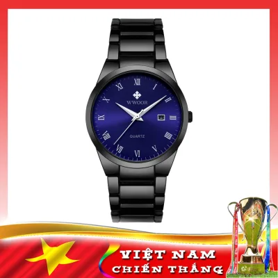 Đồng hồ nam WWOOR 8830 dây thép sang trọng, động cơ QUARTZ JAPAN, tặng kèm Pin SONY 626 JAPAN