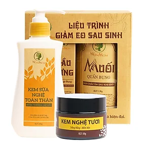 Bộ ở cữ siêu tiết kiệm Wonmom ( liệu trình giảm eo + kem nghệ tươi + kem sữa nghệ body )