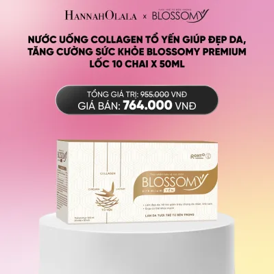 Nước uống collagen tổ yến giúp đẹp da, tăng cường sức khỏe Blossomy Premium lốc 10 chai x 50ml