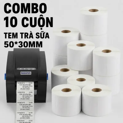 Decal nhiệt in tem trà sữa loại 50x30mm 30x50 30x50mm 30*50 giấy in nhiệt 5x3 50*30 50x30 tem dán ly cốc