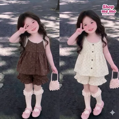 Bộ 2 Dây Mặc Nhà Đi Chơi Cho Bé, Chất Liệu Vải Đũi Mềm Mát, Họa Tiết Hoa Nhí Xinh Sang Có Gu