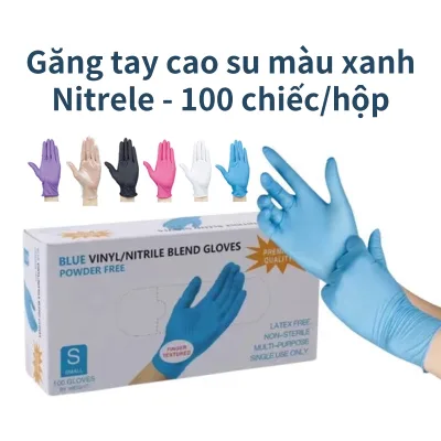 Găng tay không bột làm từ hỗn hợp vinyl/nitrile - Kích thước tiêu chuẩn S/M/L