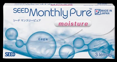 Seed Monthlypure Moisture - 1-Month Contact Lenses for Nearsighted or Farsighted Eyes - Box/3 Pieces