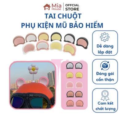 Tai chuột hai màu gắn nón bảo hiểm, custom mũ bảo hiểm nửa đầu, 3 phần 4, siêu xinh Mi-a house
