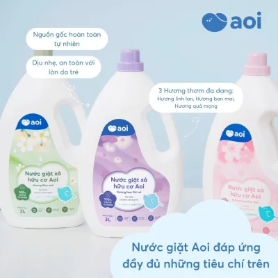 Nước giặt xả hữu cơ Aoi 3L - không kích ứng da, mát dịu giúp quần áo bé yêu luôn thơm tho cả ngày