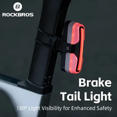 ROCKBROS Smart Bike Tail Light – 5 Lighting Modes, Vibration & Brake Sensing, Multi-Functional Bicycle Accessory