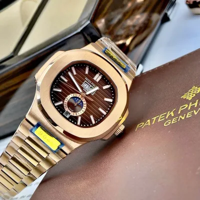 Đồng hồ Nam Pt vuông trăng sao dây kim loại size 40mm vỏ vàng 2 model lựa chọn + Bảo hành 12 Tháng