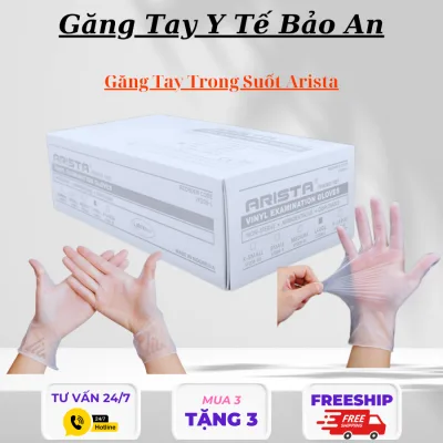 Găng tay VINYL ARISTA không bột, làm bằng nhựa dẻo PVC, dùng trong thực phẩm, vệ sinh