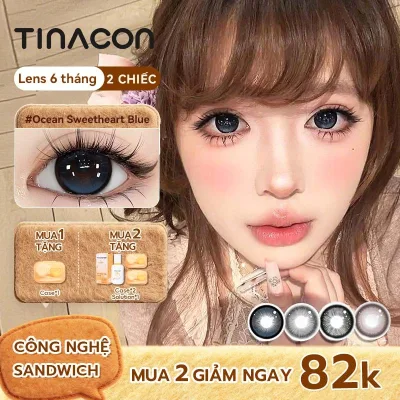 Ống kính áp tròng TINACON 1 cặp DIA14.5mm Xanh-Đen được sử dụng cho loại mắt to 6 tháng (0.0 ~ -5.0)