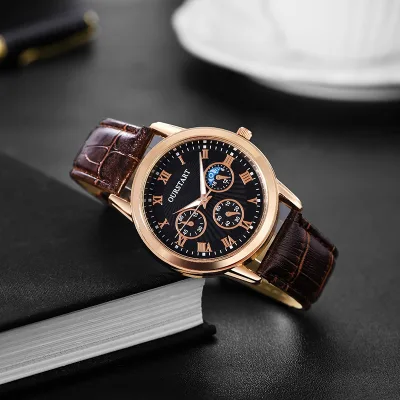 Đồng hồ nam MODIYA Thắt lưng thạch anh bán chạy Đồng hồ nam ba mắt Đồng hồ nam mới Đồng hồ đeo tay thông thường Đồng hồ thạch anh sang trọng dành cho nam Kính thông thường trong suốt Cao cấp Đồng hồ nam sang trọng