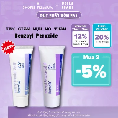 Giảm Mụn Viêm Benzac Ac Benzoyl Peroxide 2.5% - 5% Gel Giảm Mụn Trứng Cá 15gram - 30gram