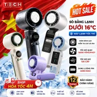 Quạt Cầm Tay Mini Tích Điện Có Sò Lạnh, Quạt Mini 199 Cấp Độ Gió Siêu Mạnh Pin Trâu, Xoay Gập 180°C