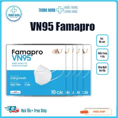 Khẩu trang VN95 chính hãng Famapro-Nam Anh,thiết kế 4 lớp kháng khuẩn,chống nắng,tia uv.