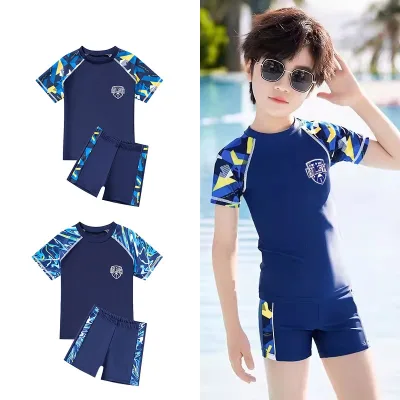 Đồ Bơi Bé Trai 2 Mảnh Bộ đồ bơi trẻ em Tay Ngắn Trọng Lượng Nhẹ Thời Trang Mùa Hè Cho Bé Trai 3-14 Tuổi