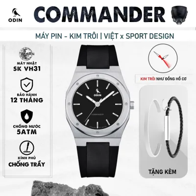 Odin Commander Silver Men's Watch - Genuine Vietnamese Japanese-Made Vh31 - 5Atm Water Resistant - Comes with a Gift