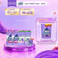 Combo 3 Túi Viên Giặt Xả MaxKleen Hương Nước Hoa Huyền Diệu (Túi 34+4 Viên)