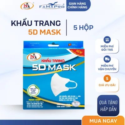 Khẩu Trang 5D Mask Quai Chun Người Lớn Nam Anh Famapro Hộp 10 Chiếc