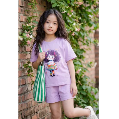 Bộ đồ thun siêu mát mùa hè mặc đi chơi đi học cho bé gái. Size từ 15 tới 37kg