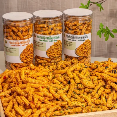 Nui Sấy Tẩm Vị (Vị Mắm Ớt & Vị Mắm Hành & Vị Rong Biển) - Hũ 200gr/300gr - giòn rụm- cay nhẹ - đồ ăn vặt - Bếp Chè Thái