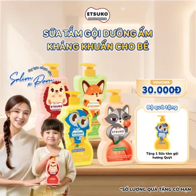 Sữa Tắm Gội Cho Bé ETSUKO 400ml Dưỡng Ẩm Dịu Nhẹ, Kháng Khuẩn An Toàn Cho Da Nhạy Cảm