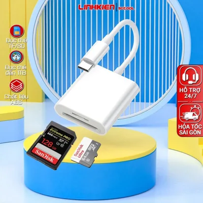 Đầu đọc thẻ nhớ OTG 2 Trong 1 SD TF cho máy ảnh đa năng tương thích điện thoại Táo Android, máy tính bảng