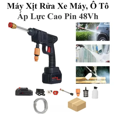 High Pressure Battery Powered Motorcycle and Car Washing Sprayer 48Vh Convenient Full Accessories