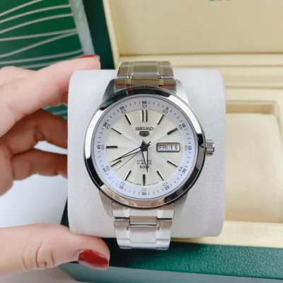 Miễn Phí Vận Chuyển - [ VUA ĐỒNG HỒ ] Đồng hồ cơ nam lộ máy automatic selko vỏ trắng fullbox - Máy cơ tự động size 40mm