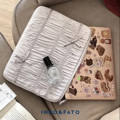 Hàn Quốc Túi đựng máy tính xách tay ipad Túi đựng máy tính bảng ipad Vỏ bảo vệ KAZUM Thêu gấp Macaron Màu nơ ipad Túi đựng máy tính ins Túi đựng máy tính xách tay