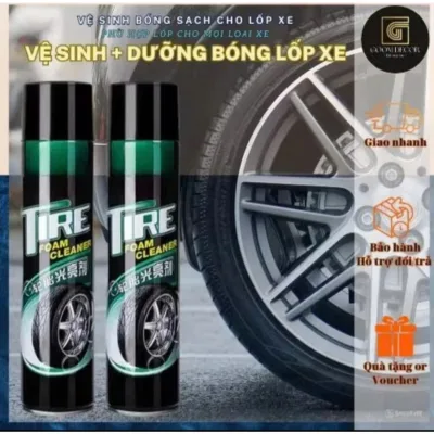 Chai xịt vệ sinh lốp xe ô tô xe máy 600ml, dưỡng bóng lốp xe đen, bảo vệ lốp ô tô TIRE dạng bọt