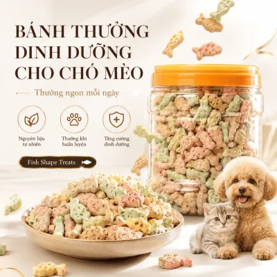 Bánh thưởng con cá cho bé chó mèo, bánh thưởng huấn luyện thú cưng, đồ ăn cho thú cưng