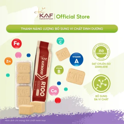 Thanh Năng Lượng Cao KABoost R100 – 250Kcal, 23 Vitamin Khoáng chất, Omega 3-6 46g - Bánh dinh dưỡng, đồ ăn sáng nhanh