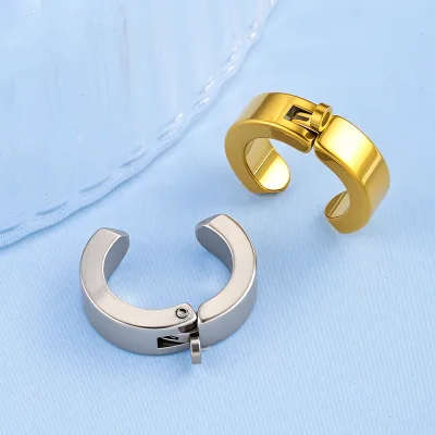 2 Chiếc Thép Không Gỉ Bông Tai Kẹp DIY Nam Nữ Punk Không Xuyên Tai Giả Vòng Tròn Pop Vật Liệu Trang Sức