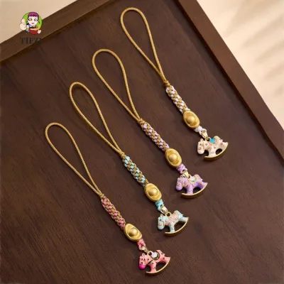 TIEZI Dây Đeo Điện Thoại Năm Ngựa, Chúc May Mắn Phong Cách Trung Quốc Cung Hoàng Đạo Hors Dây Điện Thoại, Móc Khóa Chống Mất Đa Năng Dễ Thương Vỏ Điện Thoại Di Động Móc Khóa Trang Trí May Mắn