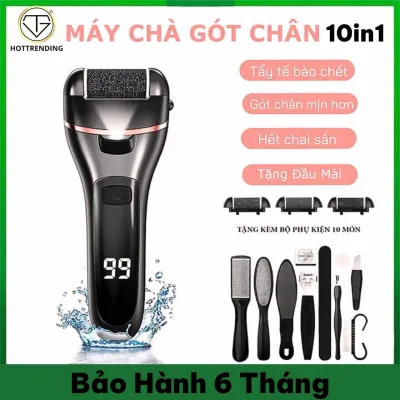 Máy chà gót chân tẩy tế bào chết 3 đầu mài 2 chế độ cao cấp, máy mài gót chân đa năng tặng kèm bộ phụ kiện 10 món