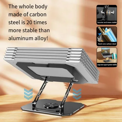Giá đỡ máy tính xách tay bằng kim loại, có thể xoay 360 °có thể điều chỉnh, phù hợp với mọi máy tính xách tay