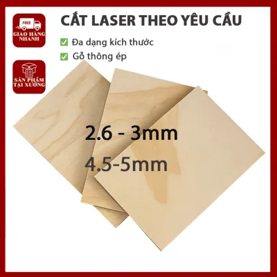 Phôi Gỗ Thông Ép 3mm - Cắt Laser Theo Yêu Cầu, Tấm Gỗ DIY Làm Handmade, Khắc Laser, Trang Trí Decor