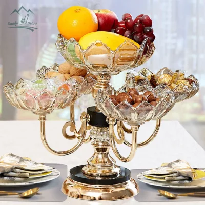 High-Quality Tet Jam Tray, Tet Jam Tray, Tray for Storing Candies, Fruits, and Snacks Made of Meka Material. Super Beautiful 360-Degree Rotating 5-Lotus Jam Tray