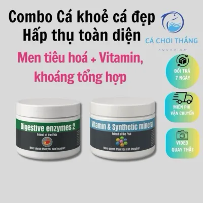Combo Cá Khoẻ Cá Đẹp - Men tiêu hoá kết hợp Vitamin, khoáng chất tổng hợp giúp cá tiêu hoá, bổ sung dinh dưỡng toàn diện