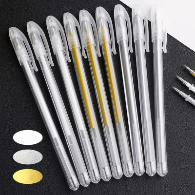 0.8mm Mực Trắng Bút Gel Vàng Bạc Mực Nổi Bật Bút Đánh Dấu Đầu Tốt Cho Sinh Viên Văn Phòng Phẩm Bút Bóng Vẽ Tranh Nghệ Thuật Phác Thảo Dụng Cụ Viết Đồ Dùng Văn Phòng Trường Học