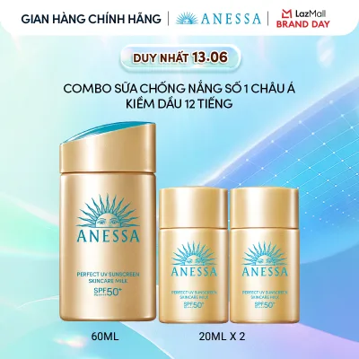 Combo Sữa chống nắng dưỡng da kiềm dầu bảo vệ hoàn hảo Anessa Gold Milk SPF50+ PA++++ 60ml + 20mlx2