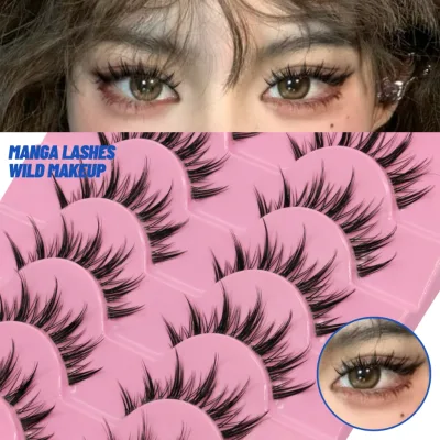 Groinneya Lông Mi Mắt Mèo 6 Đôi Trong Suốt Ban Nhạc Lông Mi Mắt Mềm Mại Tự Nhiên Crossed Wispy Lông Mi Giả Cosplay Trang Điểm