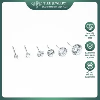 Khuyên tai bạc nữ TLEE nụ đá nhiều size lấp lánh nhỏ xinh TLEE JEWELRY B0206 (1 chiếc)