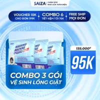 Bột vệ sinh lồng máy giặt SAIZA – Combo 3 gói tẩy lồng giặt, khử mùi, làm sạch cặn bẩn, diệt khuẩn