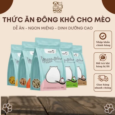 Thức ăn đông khô cho chó mèo PetQ, Viên gà sấy thăng hoa, Snack Ức gà Cỏ mèo Lòng đỏ trứng Gan gà, Ngon miệng dinh dưỡng