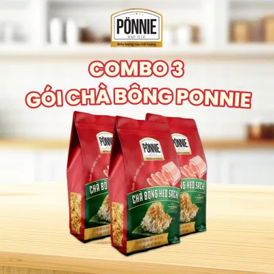 Combo 3 Chà bông Ponnie Heo sạch gói x 100gr