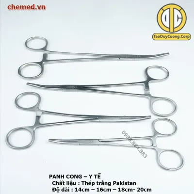 Panh cong y tế có mấu và không mấu thép trắng pakistan dùng trong y tế các size