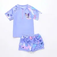 Bộ đồ bơi áo+quần đùi họa tiết kuromi hồng tím,Bikini cho bé gái đi bơi,đi biển size 12-50kg