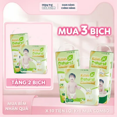 COMBO 5 Bịch Tã/Bỉm KITIN NATURAL Việt Nam Mềm Mỏng, Thấm Hút 1200ml, An toàn lành tính, đủ size NB/L/M/XL/2XL