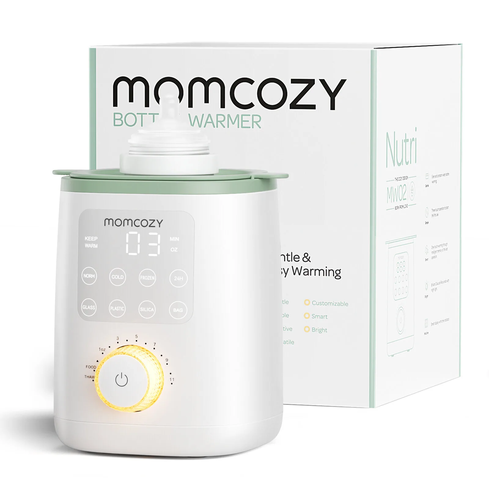 Momcozy hâm bình sữa bé cho sữa mẹ sữa công thức thực phẩm, làm nóng nhanh, đầy đủ chất dinh dưỡng bảo quản, One-Touch dễ dàng sử dụng, đèn ban đêm cho ban đêm cho con bú, sơ sinh yếu tố cần thiết cung cấp quà tặng cho mẹ