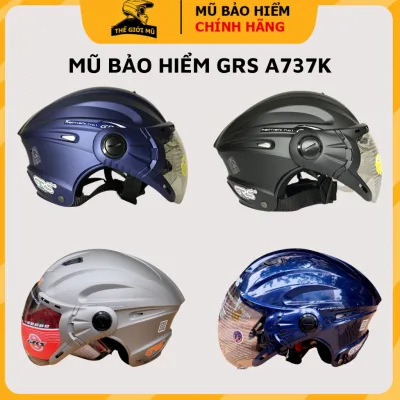 Nón bảo hiểm nửa đầu GRS A737K,mũ bảo hiểm 1/2 có kính chắn gió,nón cao cấp chính hãng,bảo hành 12 tháng